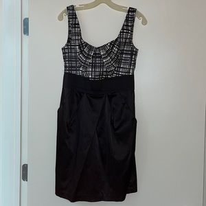 Black and white empire waist dress